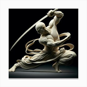 Sword Fighter Ivory Sculpture Creative Abstraction Canvas Print