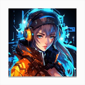 Anime Girl With Headphones 1 Canvas Print