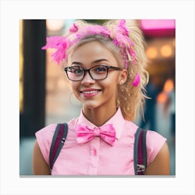 Young Girl In Glasses Canvas Print