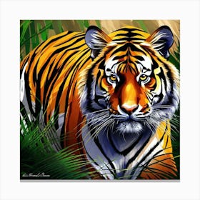 Tiger In The Grass 1 Canvas Print