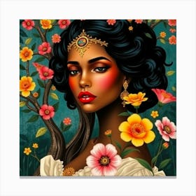 Woman in flowers 1 Canvas Print