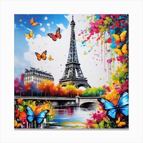 Paris Butterfly Painting 2 Canvas Print