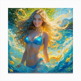 Girl In The Blue Bikinifggg Canvas Print