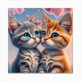 Two Kittens Kissing Canvas Print