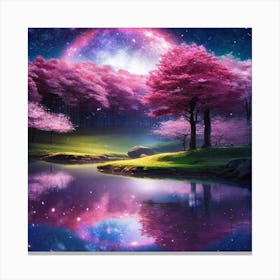 Pink Trees In The Moonlight Canvas Print