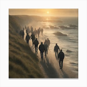 People Walking To The Beach Canvas Print