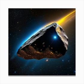 Yellow blue alien artifical asteroid floating in space 9 Canvas Print