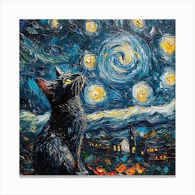 Starry Night Cat 5 Stampe su tela