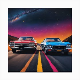 Two Cars On The Road Canvas Print