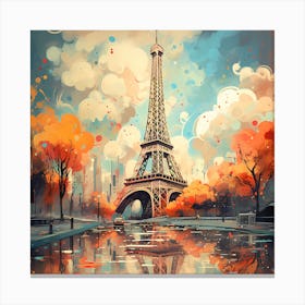 Futuristic Foliage: Eiffel Tower Awakens Canvas Print