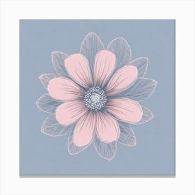 A White And Pink Flower In Minimalist Style Square Composition 63 Canvas Print
