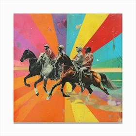 Retro Horse Riding Collage Canvas Print
