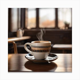 Coffee Cup With Steam Canvas Print