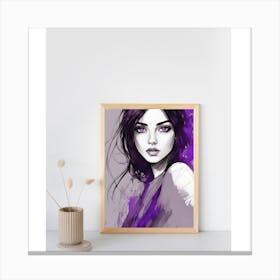 Beautiful girl with purple eyes Canvas Print