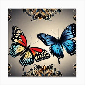 Butterfly In A Frame Canvas Print