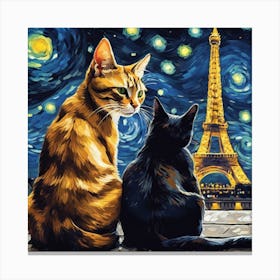 van gogh cats in paris Canvas Print