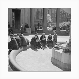 Unemployed Men Sitting In Public Square In The Minneapolis Gateway District, Minnesota By Russell Lee Canvas Print
