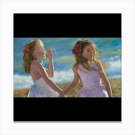 Two Girls Holding Hands Canvas Print