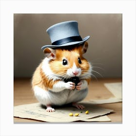 Hamster In Top Hat 14 Canvas Print