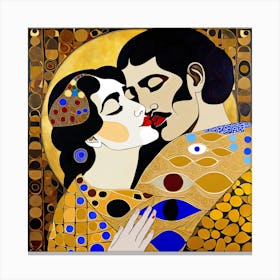 Kiss in Gustav Klimt style Canvas Print