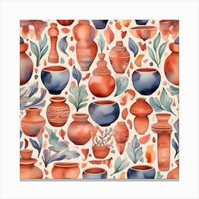 Seamless Pattern With Pots art print Canvas Print