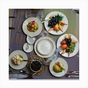 Table Setting With Fruit Canvas Print