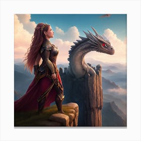 Princess And A Dragon Canvas Print