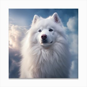 White Samoyed Dog In The Sky Canvas Print