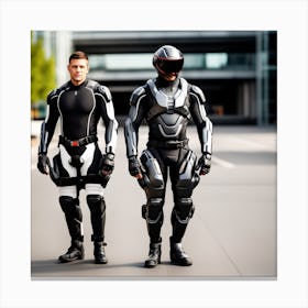 Two Men In Futuristic Suits 4 Canvas Print