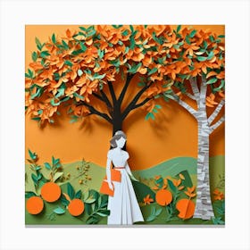 Girl Under An Orange Tree Canvas Print