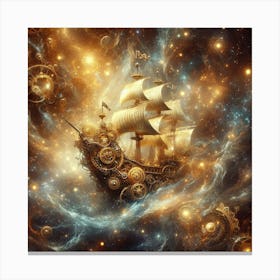 Steamship In Space Canvas Print