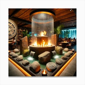 A Sacred Fire & Water Pit Centerpiece Located At T Canvas Print