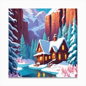 Winter Cabin In The Mountains 1 Canvas Print