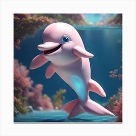 Pink Dolphin In The Sea Canvas Print