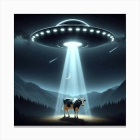 Aliens And Cows Canvas Print