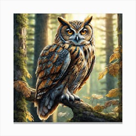 Owl In The Forest 162 Canvas Print