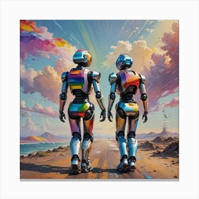 Robots On The Road Canvas Print