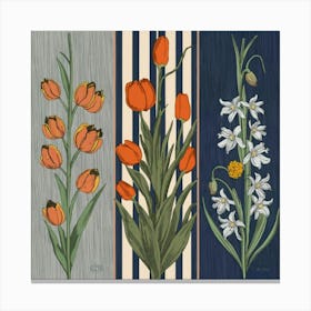 Three equal parts, each part containing a type of flowers 8 Canvas Print