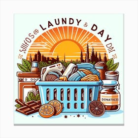 Laundry day and laundry basket Canvas Print
