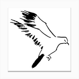 Pigeon Flight Bird Nature Sumi E Black Ink Oriental Canvas Print