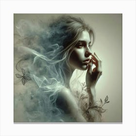 Girl With Smoke Canvas Print