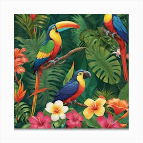 Tropical Toucans paintings art print 1 Canvas Print