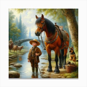 Boy And His Horse Canvas Print