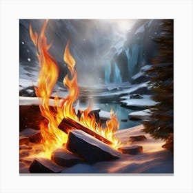 Fire In The Snow 2 Canvas Print