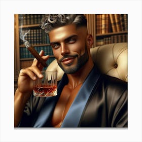 Portrait Of A Man With A Cigar-10 Canvas Print