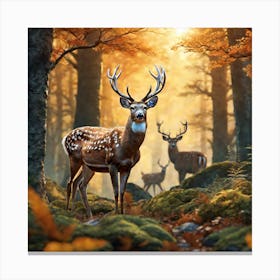 Deer In The Forest 146 Canvas Print