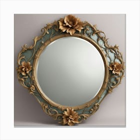 Floral Wall Mirror Canvas Print