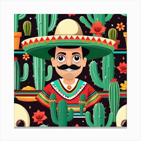 Mexican Man With Mustache 1 Canvas Print