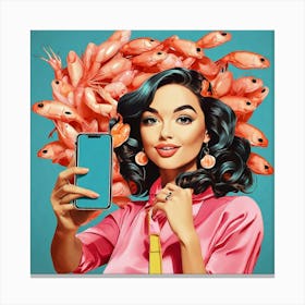 Woman With A Phone Canvas Print