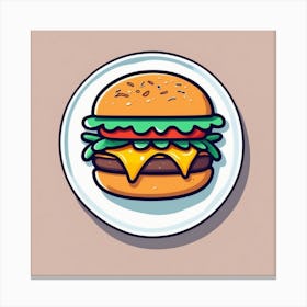 Hamburger On A Plate 138 Canvas Print